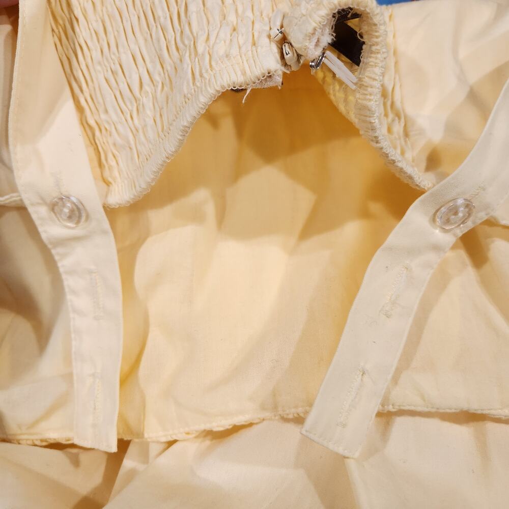 NEW Anthropologie Drop Waist Ruched cotton yellow midi dress size XL - Picture 9 of 9
